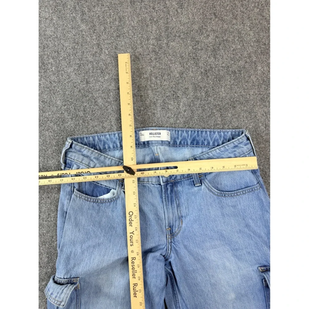 Y2K Hollister Low-Rise‎ Baggy Cargo Jeans Light Wash Blue W29 Short 8S 355D3429